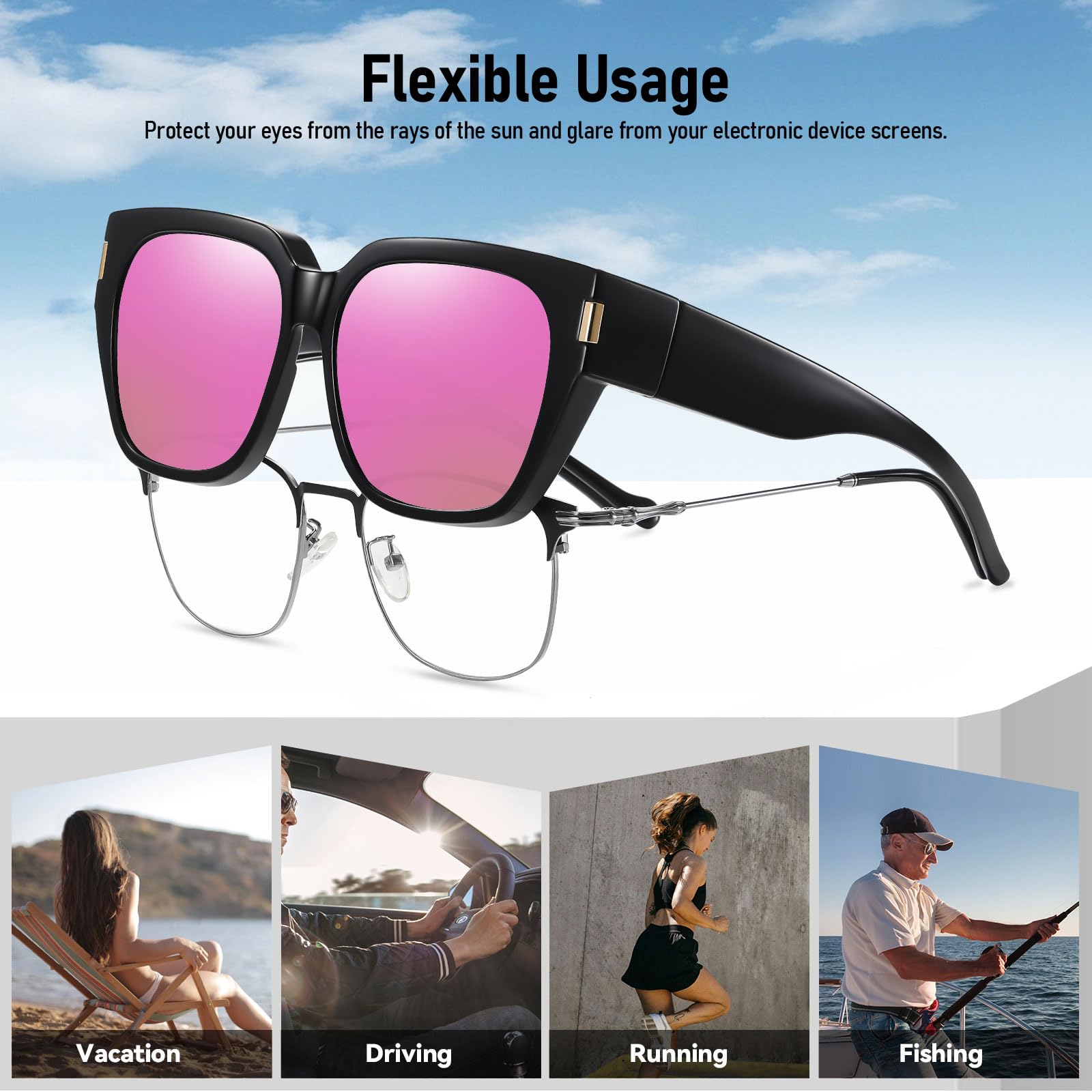 HAOLOTA Square Shapes Fit-Over Sunglasses SG0512