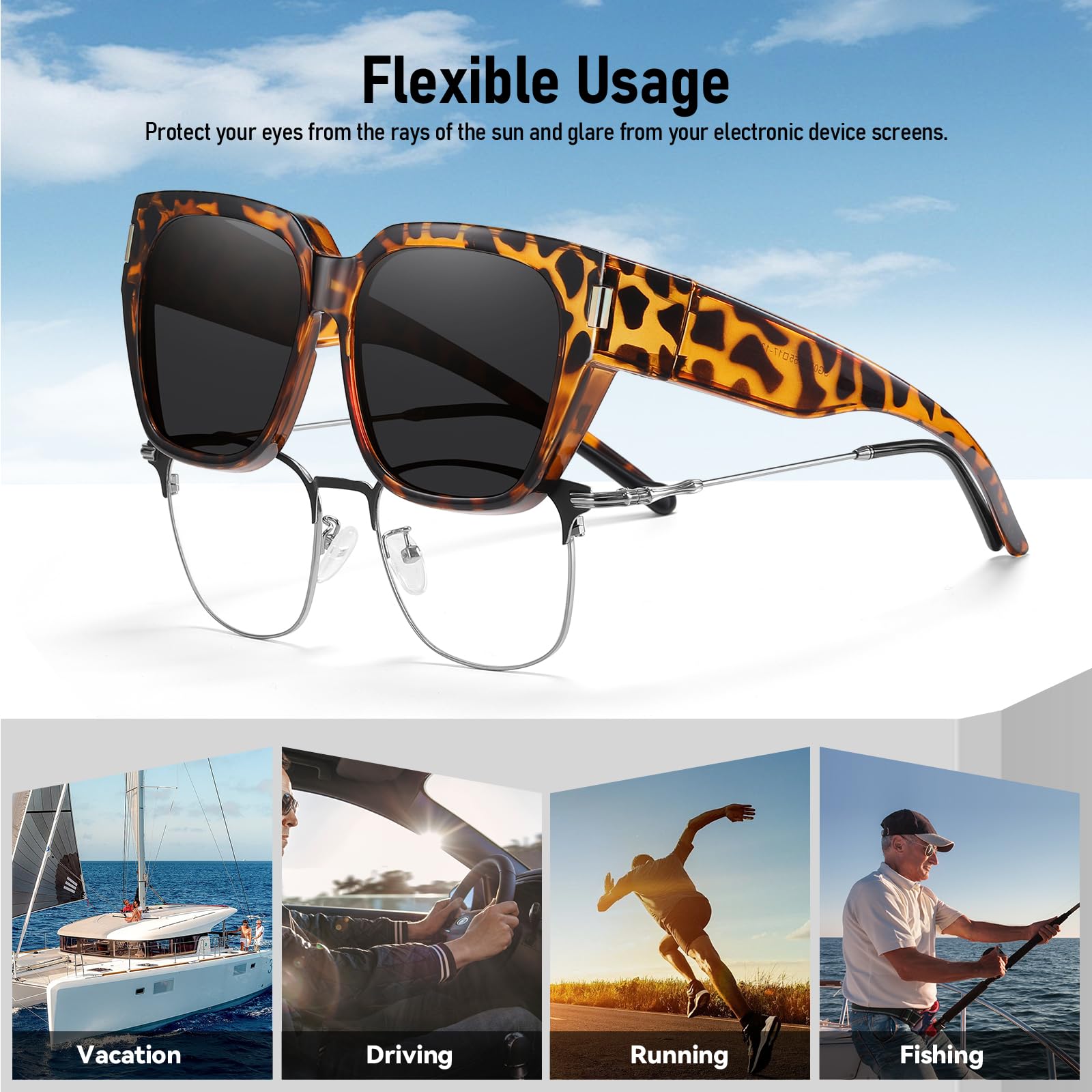 HAOLOTA Square Shapes Fit-Over Sunglasses SG0512
