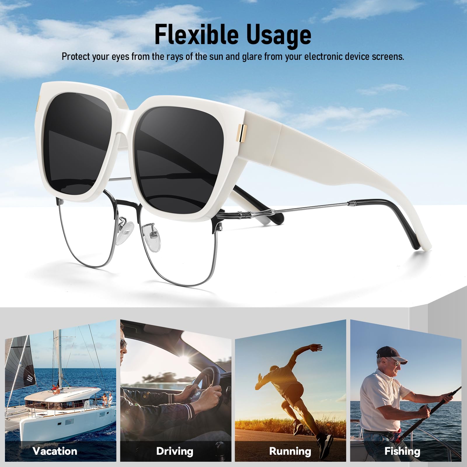 HAOLOTA Square Shapes Fit-Over Sunglasses SG0512