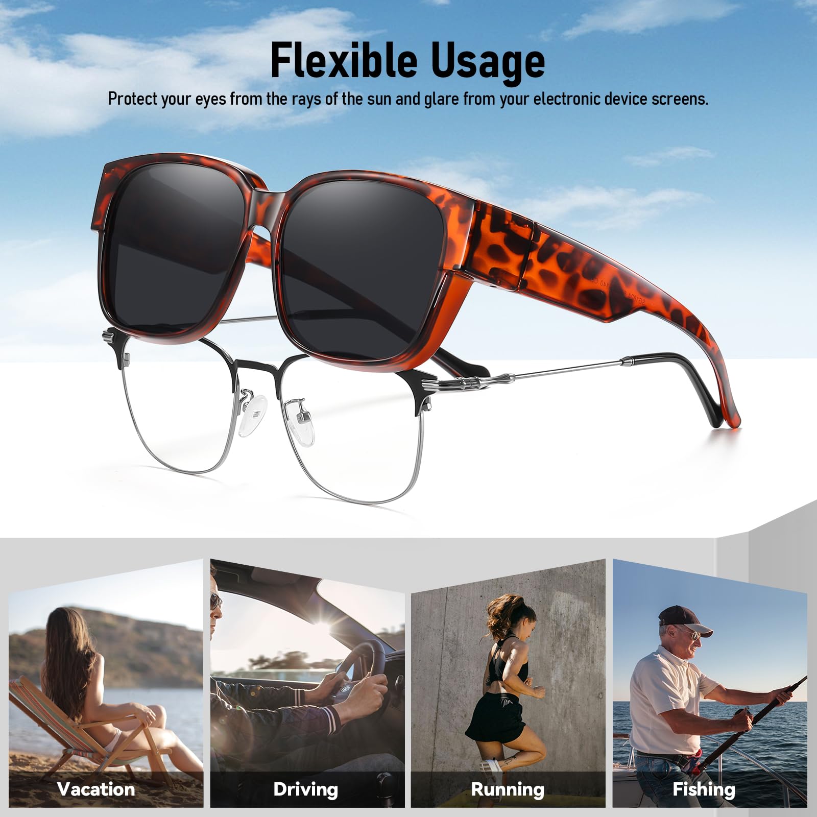 HAOLOTA 3pcs Polarized Over Sunglasses Men Women SG1824-3P