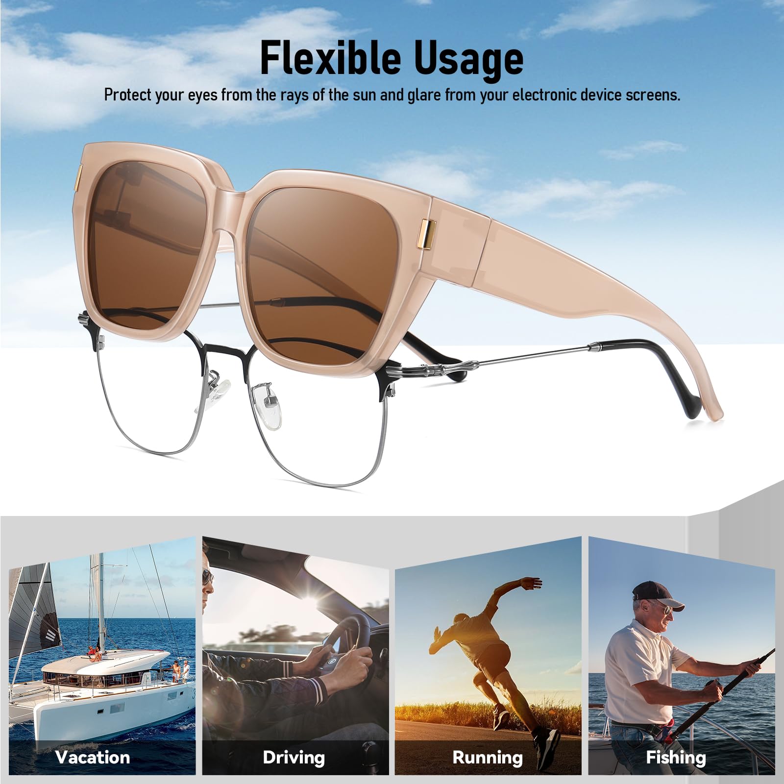 HAOLOTA Square Shapes Fit-Over Sunglasses SG0512