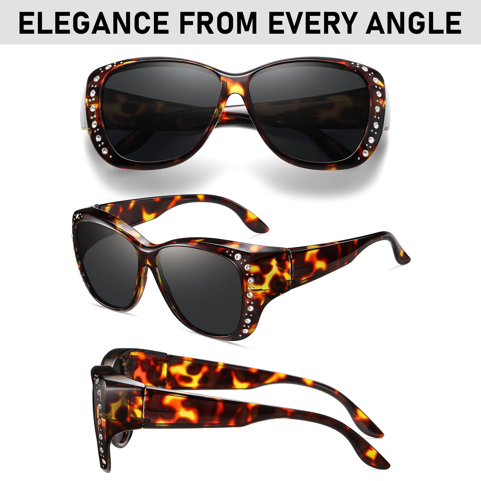 HAOLOTA Rhinestone Fit Over Sunglasses Women SG0107