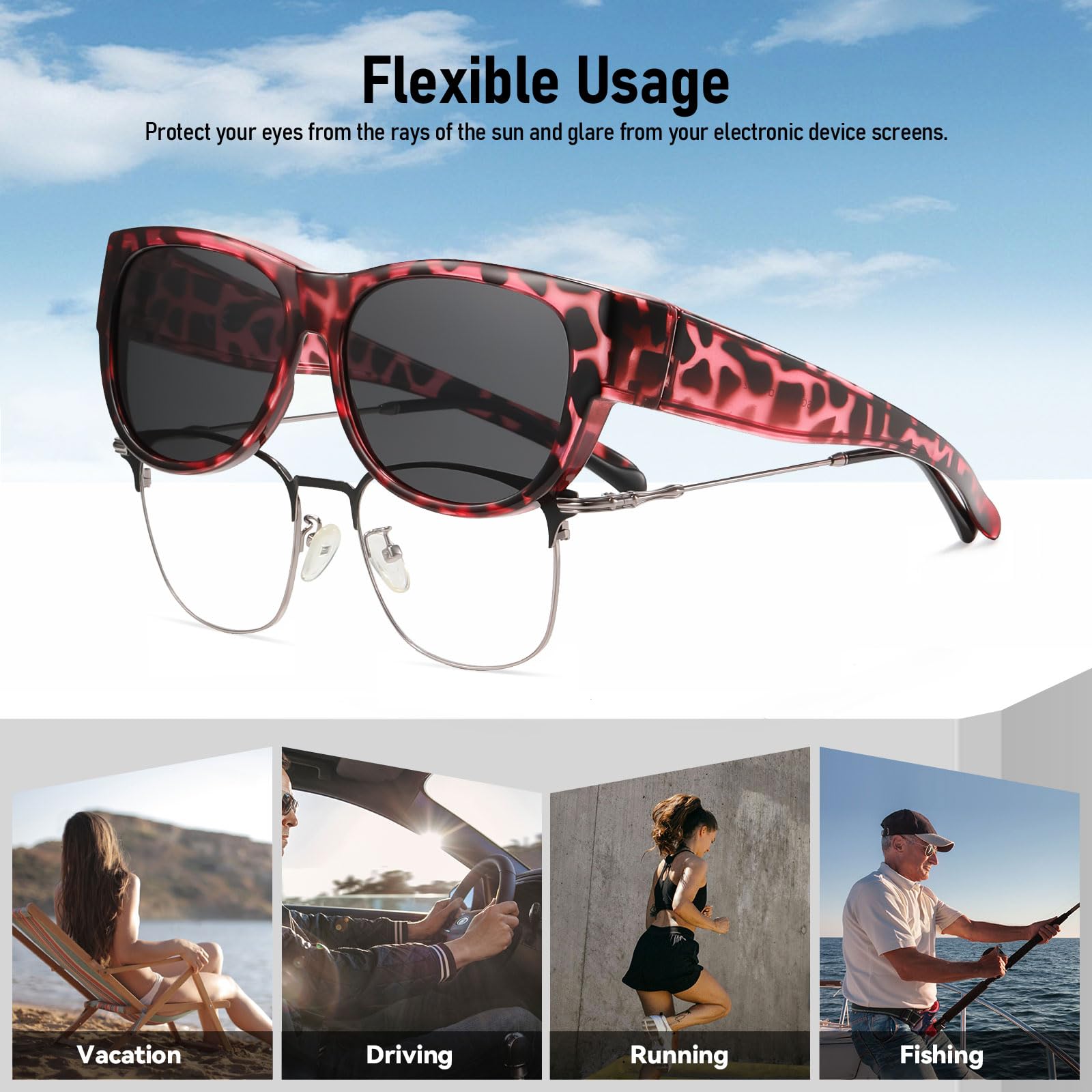HAOLOTA Cat Eye Sunglasses Over Glasses Women SG0173