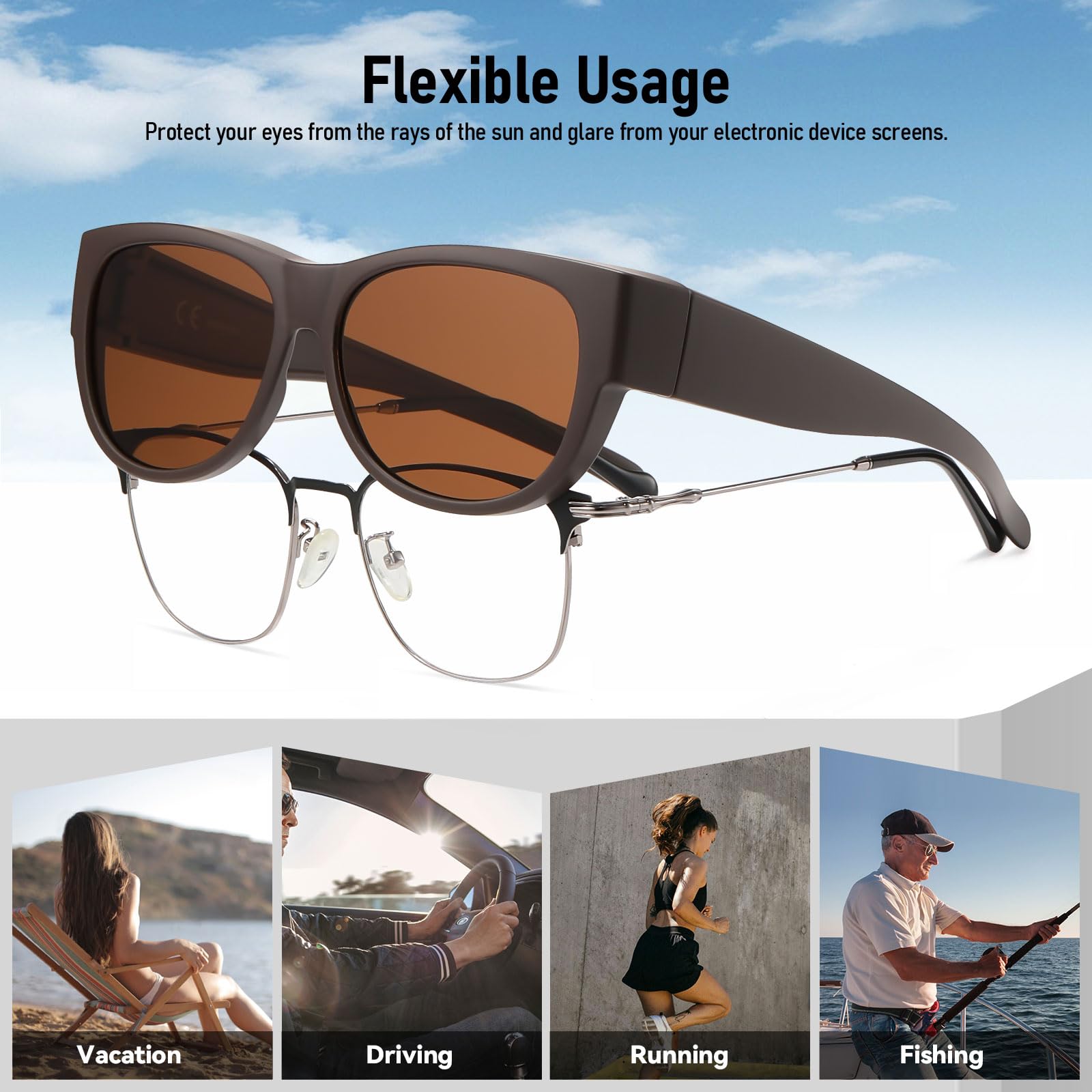 HAOLOTA Cat Eye Sunglasses Over Glasses Women SG0173