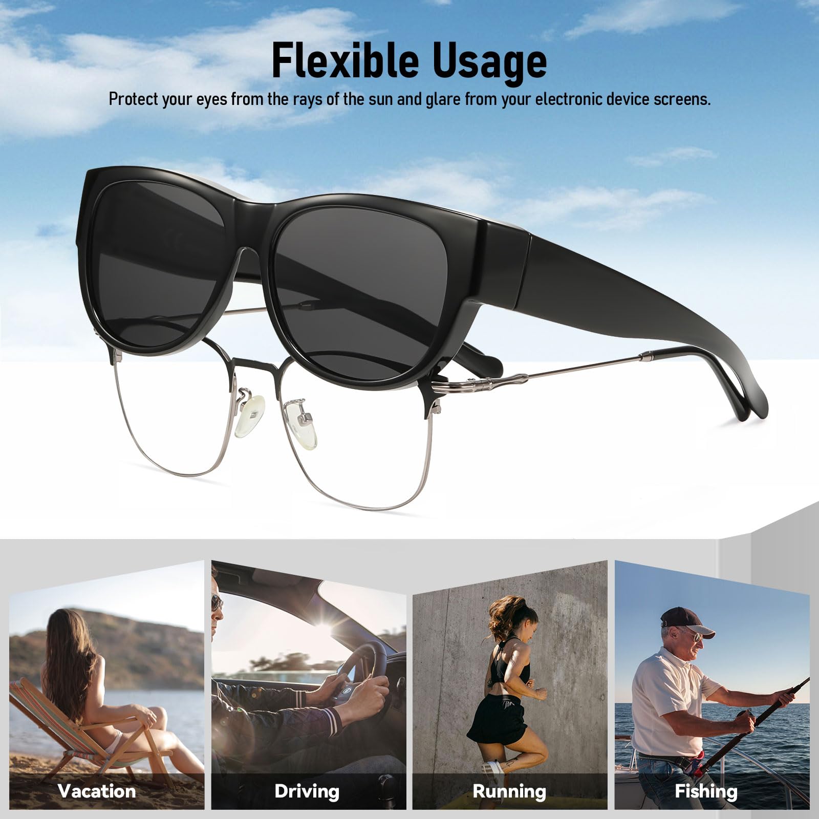 HAOLOTA Cat Eye Sunglasses Over Glasses Women SG0173