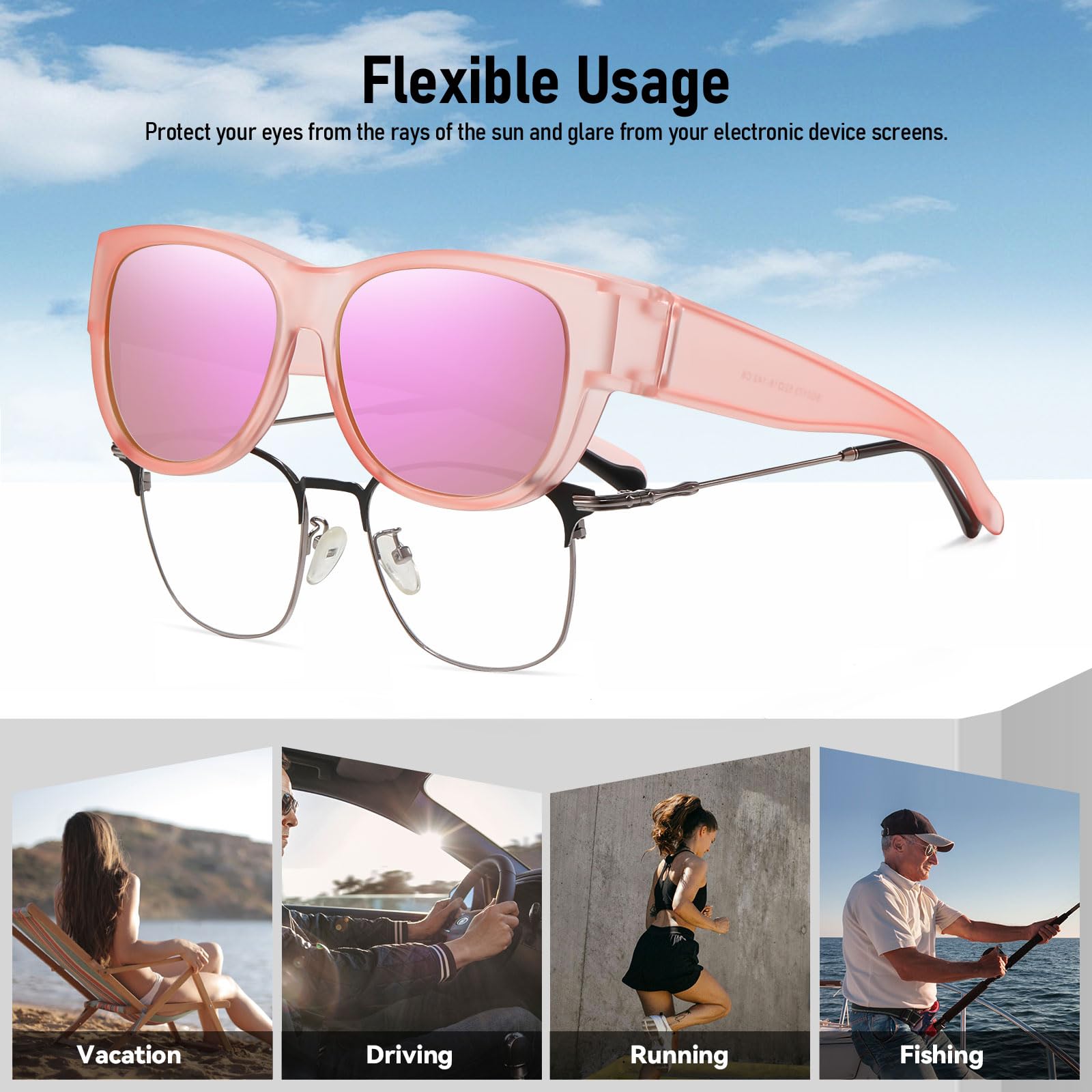 HAOLOTA Cat Eye Sunglasses Over Glasses Women SG0173
