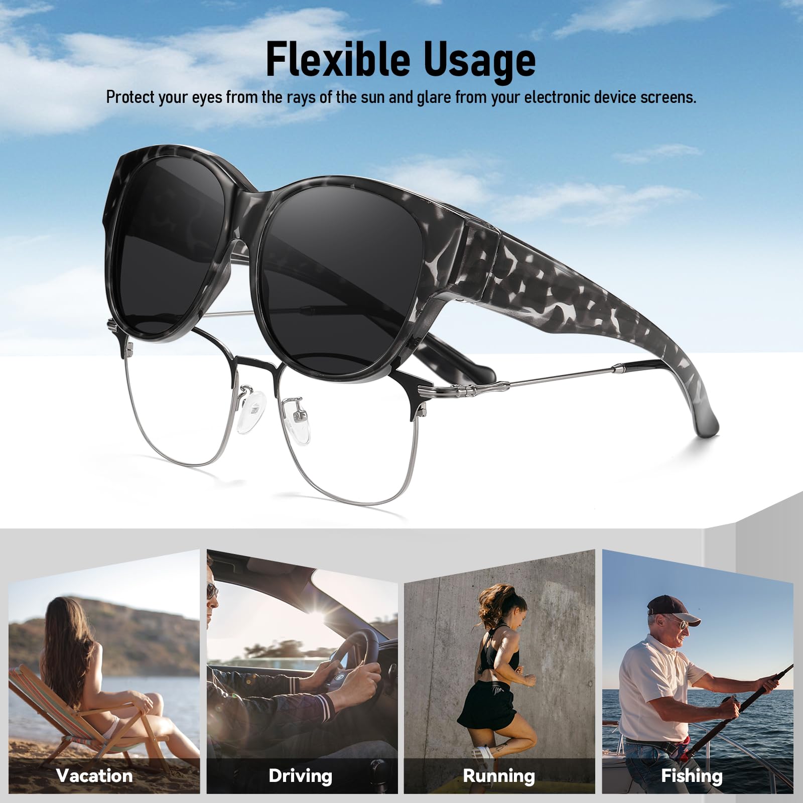 HAOLOTA Cat Eye Sunglasses Over Glasses SG0179