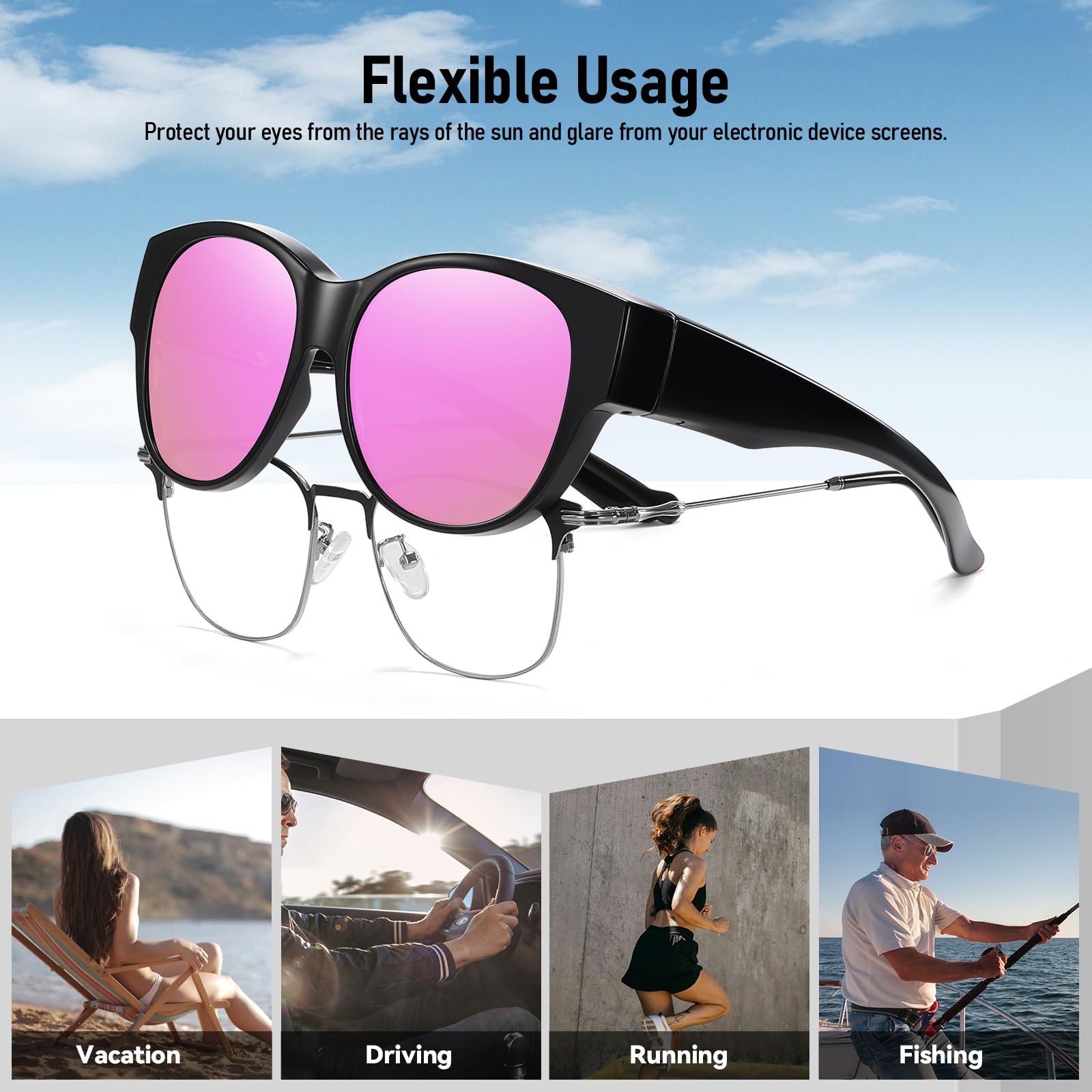HAOLOTA Cat Eye Sunglasses Over Glasses SG0179