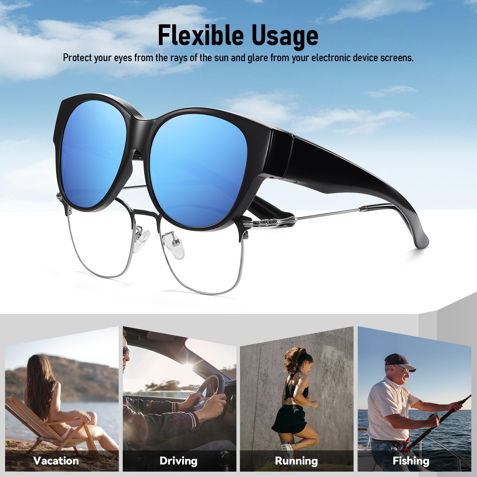 HAOLOTA Cat Eye Sunglasses Over Glasses SG0179
