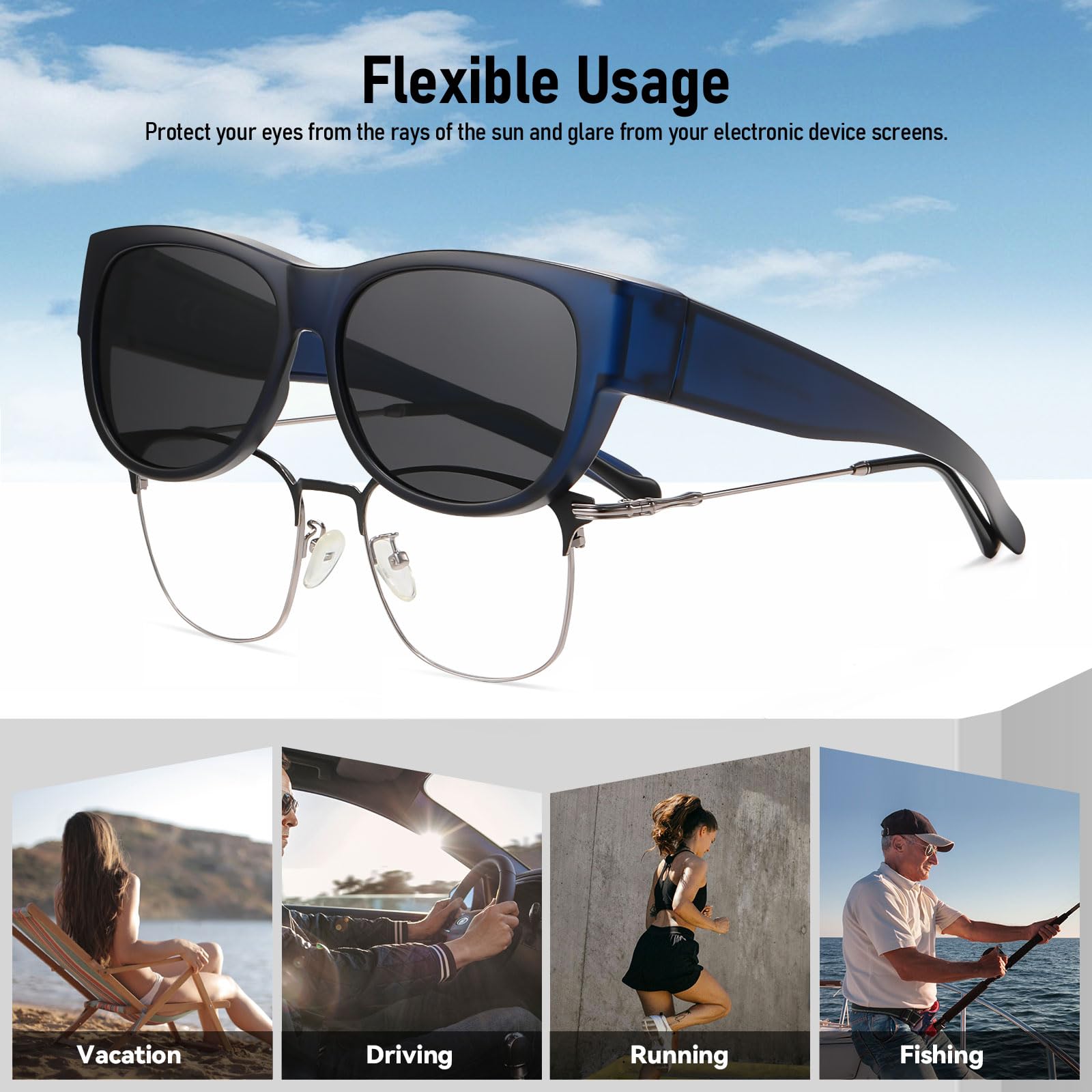 HAOLOTA Cat Eye Sunglasses Over Glasses Women SG0173
