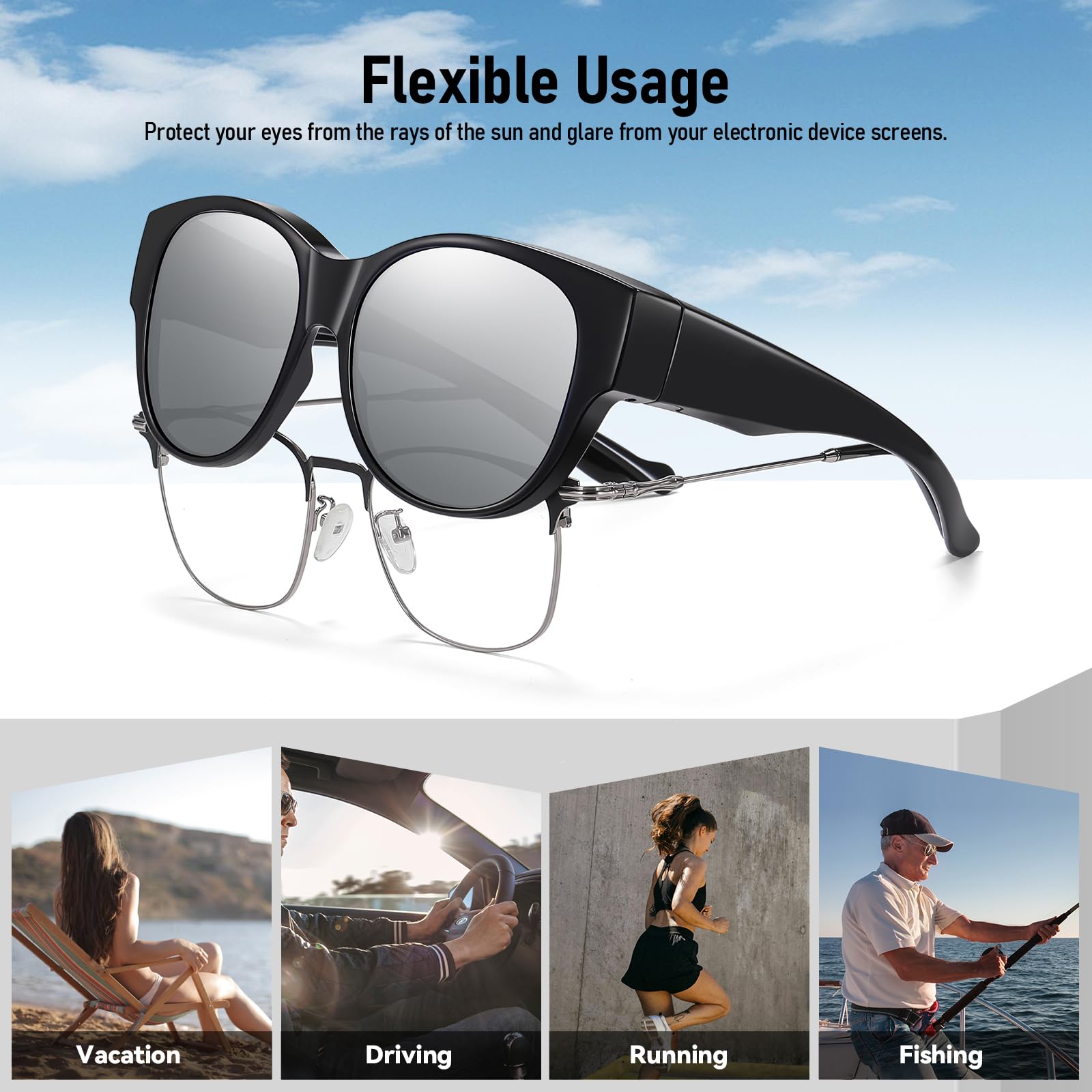 HAOLOTA Cat Eye Sunglasses Over Glasses SG0179